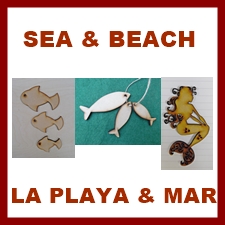 formas de madera de la play y mar para manualidades, craft y artesiano